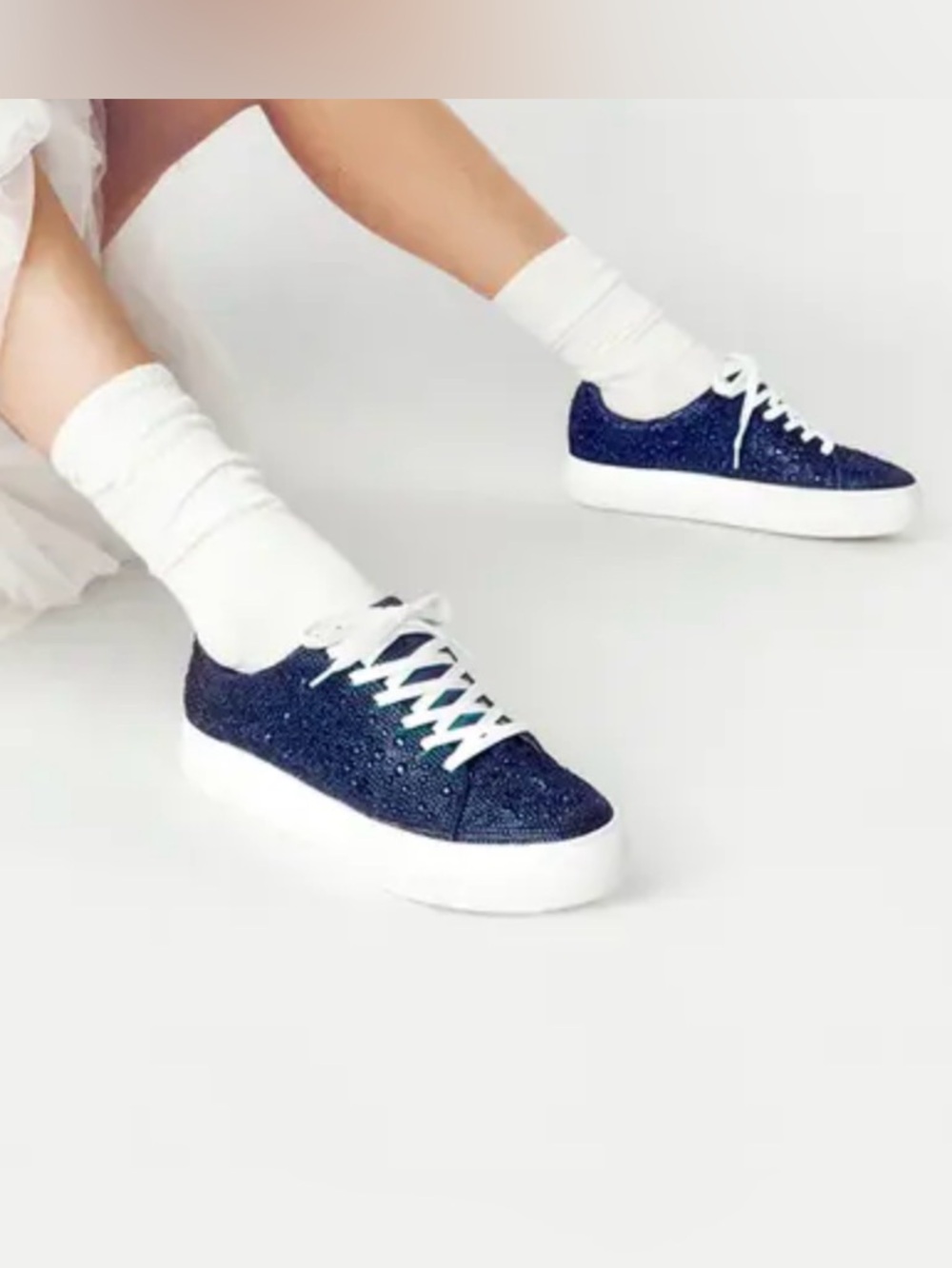 Women’s Glitter Low-Top Platform Sneakers - Sparkling Navy
